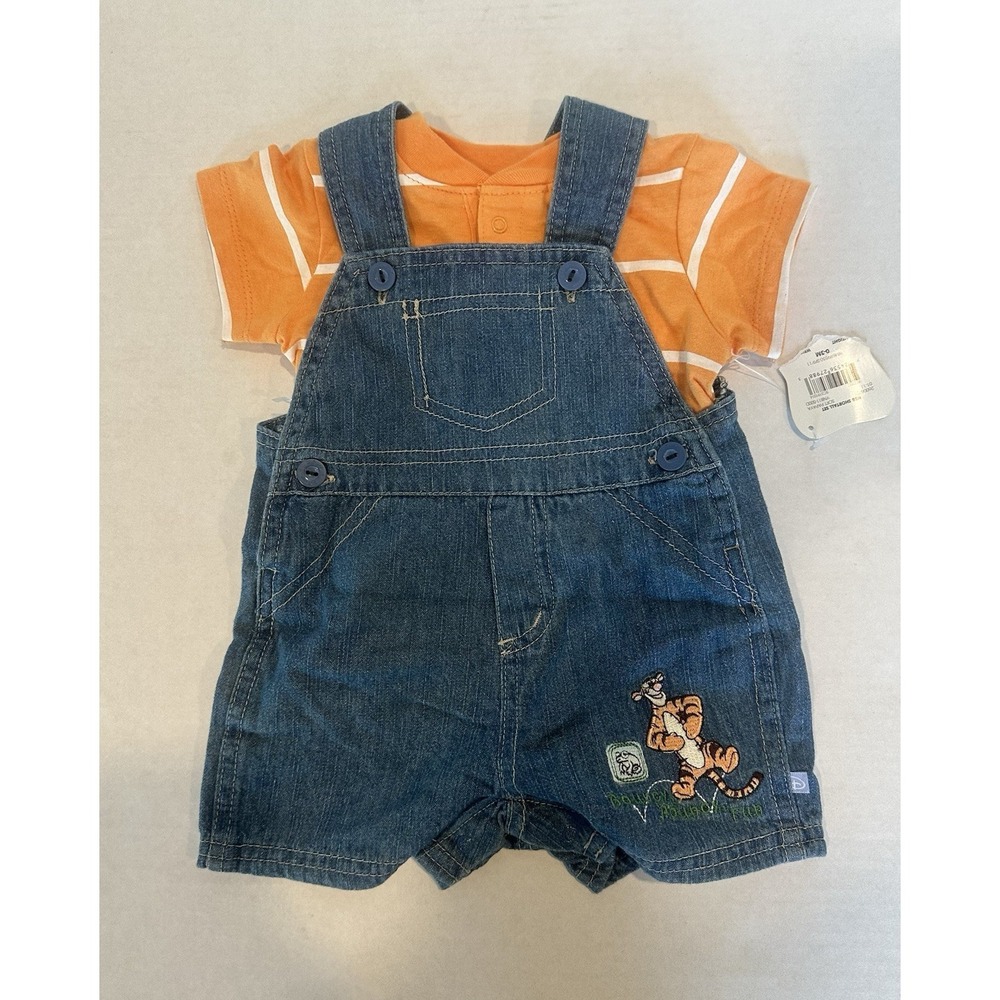 Disney Winnie The Pooh Tigger Shortalls 2 Piece Set Size 0-3 Months